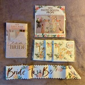 Rose Gold Floral 'Team Bride' Party Set - White & Rose Gold